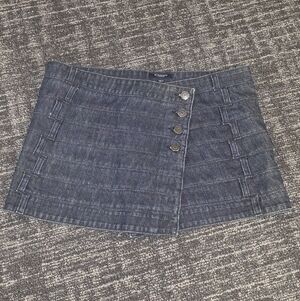 Burberry Dark Blue Denim Mini Skirt with Asymmetric Button Detail